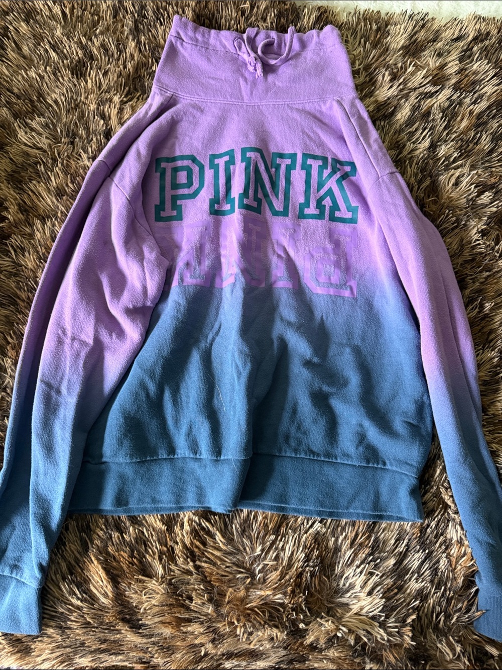 Victoria's Secret PINK Lavender to Teal Ombre Pullover Sweatshirt